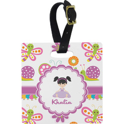 Butterflies Plastic Luggage Tag - Square w/ Name or Text