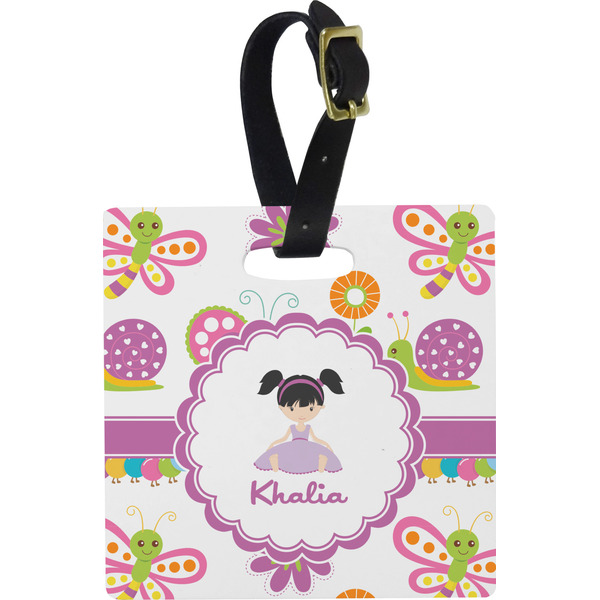 Custom Butterflies Plastic Luggage Tag - Square w/ Name or Text