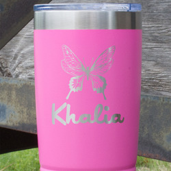 Butterflies 20 oz Stainless Steel Tumbler - Pink - Double Sided (Personalized)