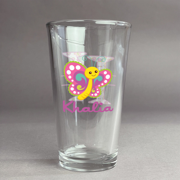 Custom Butterflies Pint Glass - Full Color Logo (Personalized)