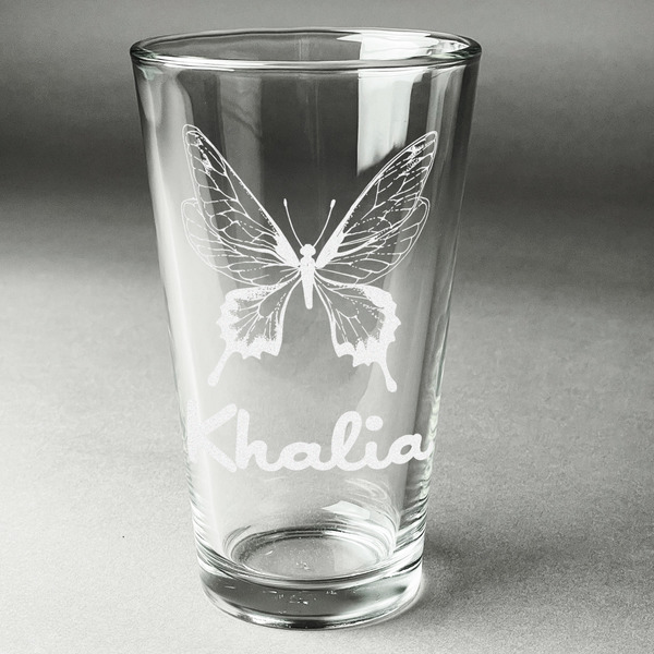 Custom Butterflies Pint Glass - Engraved (Single) (Personalized)
