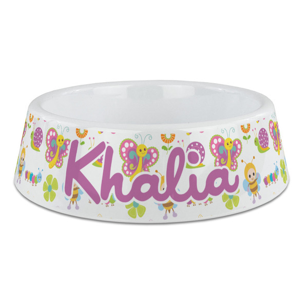 Custom Butterflies Plastic Dog Bowl - Large (Personalized)