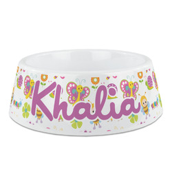 Butterflies Plastic Dog Bowl (Personalized)