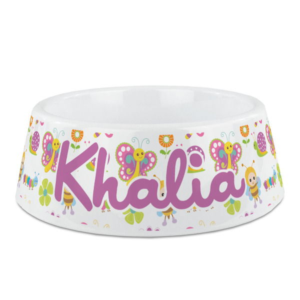 Custom Butterflies Plastic Dog Bowl - Medium (Personalized)