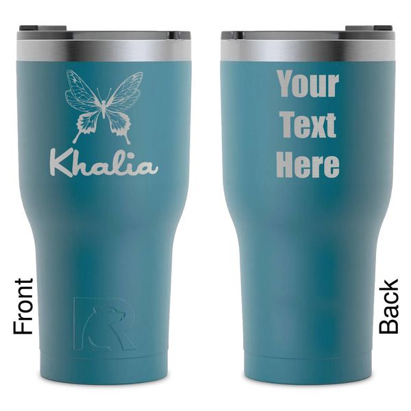 Custom Butterflies RTIC Tumbler - Dark Teal - Laser Engraved - Double-Sided (Personalized)