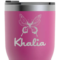 Butterflies RTIC Tumbler - Magenta - Laser Engraved - Double-Sided (Personalized)