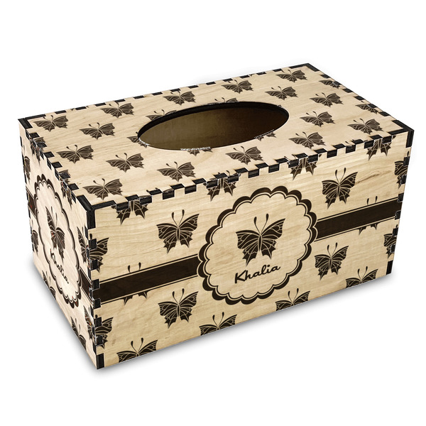 Custom Butterflies Wood Tissue Box Cover - Rectangle (Personalized)