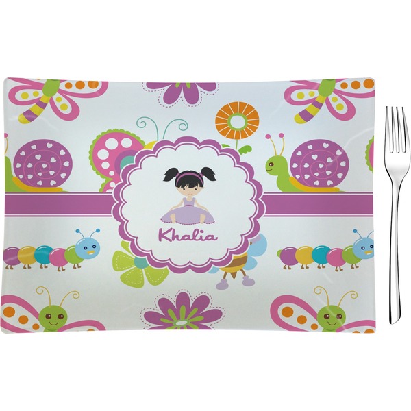 Custom Butterflies Rectangular Glass Appetizer / Dessert Plate - Single or Set (Personalized)