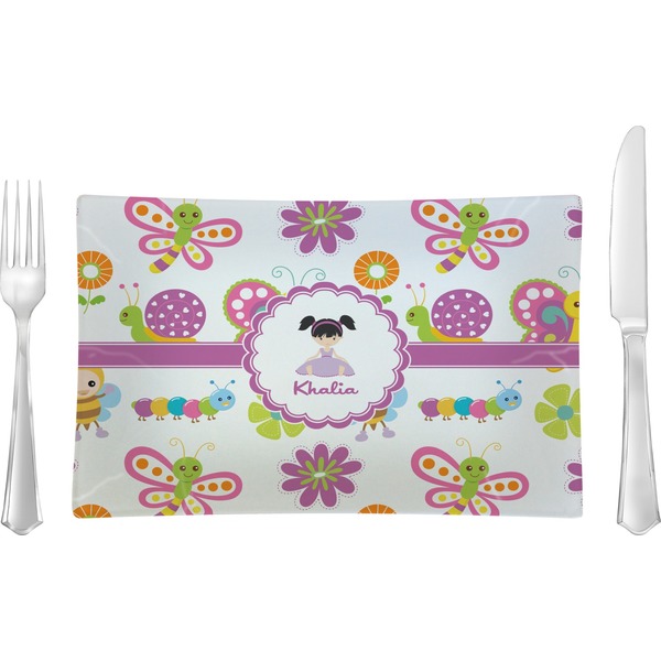 Custom Butterflies Rectangular Glass Lunch / Dinner Plate - Single or Set (Personalized)