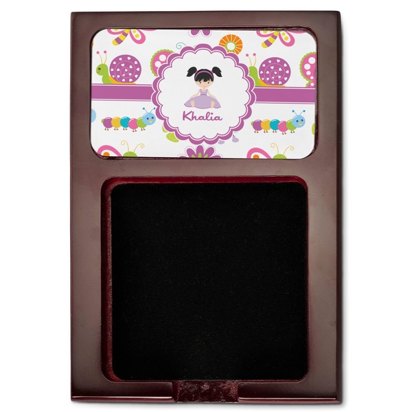 Butterflies Red Mahogany Sticky Note Holder - Flat