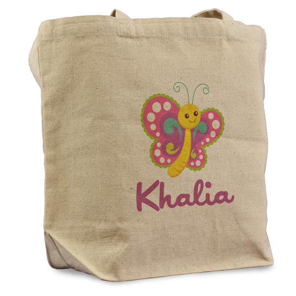 Custom Butterflies Reusable Cotton Grocery Bag (Personalized)