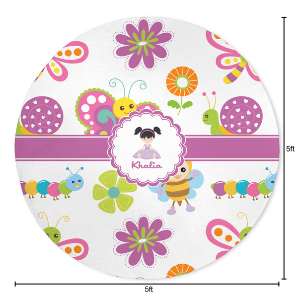 Butterflies Round Area Rug - Size