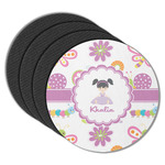 Butterflies Round Rubber Backed Coasters - Set of 4 (Personalized)