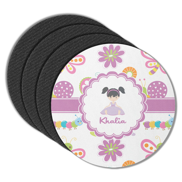 Custom Butterflies Round Rubber Backed Coasters - Set of 4 (Personalized)
