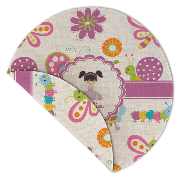 Butterflies Round Linen Placemats - Front (folded corner double sided)