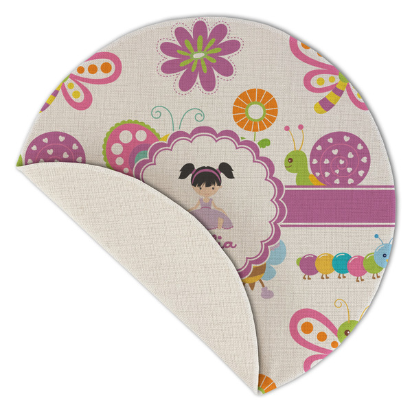 Butterflies Round Linen Placemats - Front (folded corner single sided)