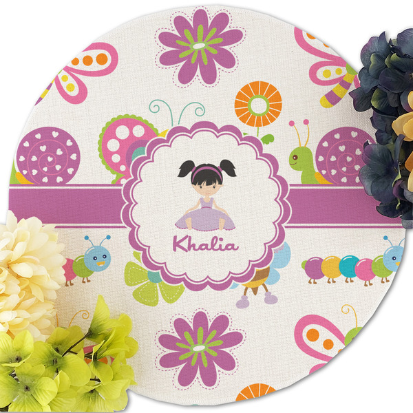 Butterflies Round Linen Placemats - Front (w flowers)