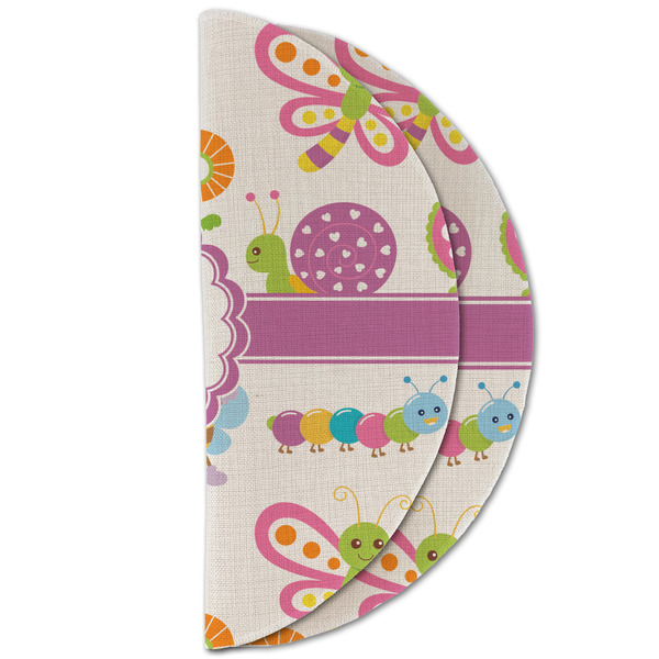 Butterflies Round Linen Placemats - HALF FOLDED (double sided)