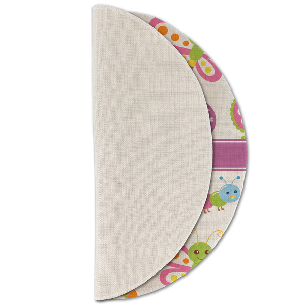 Butterflies Round Linen Placemats - HALF FOLDED (single sided)