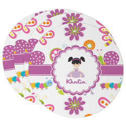 Butterflies Round Paper Coasters w/ Name or Text
