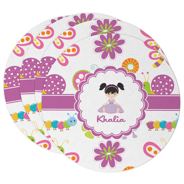 Custom Butterflies Round Paper Coasters w/ Name or Text