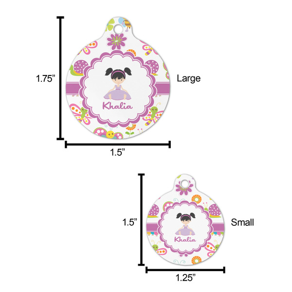 Butterflies Round Pet ID Tag - Large - Comparison Scale
