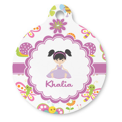Butterflies Round Pet ID Tag - Large (Personalized)