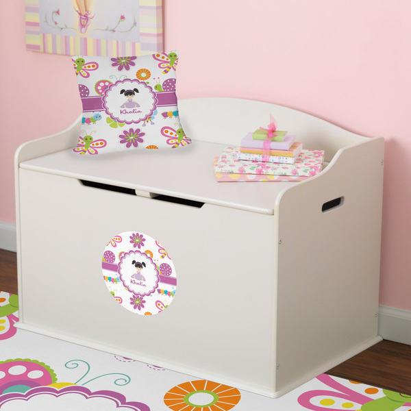 Butterflies Round Wall Decal on Toy Chest