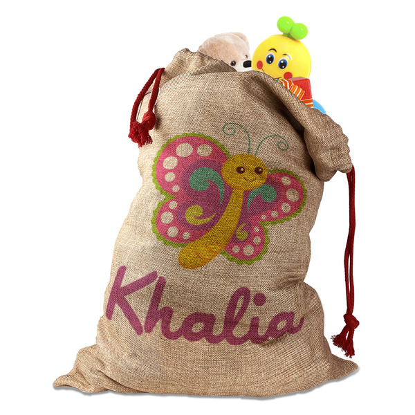 Butterflies Santa Bag - Front (stuffed w toys) PARENT