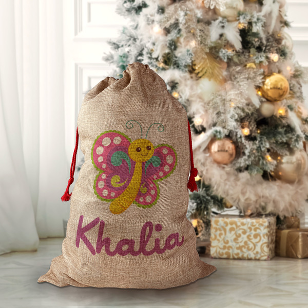 Butterflies Santa Bag - Front (stuffed)