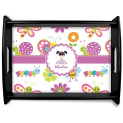 Butterflies Black Wooden Tray - Large (Personalized)