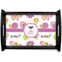 Butterflies Black Wooden Tray - Small (Personalized)
