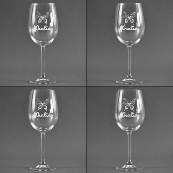 Butterflies Set of Four Personalized Wineglasses (Approval)