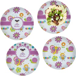 Butterflies Set of 4 Glass Lunch / Dinner Plate 10" (Personalized)