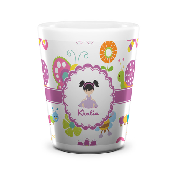Custom Butterflies Ceramic Shot Glass - 1.5 oz - White - Set of 4 (Personalized)