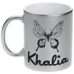 Butterflies Metallic Silver Mug (Personalized)