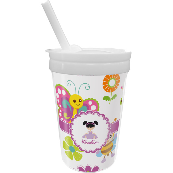 Custom Butterflies Sippy Cup with Straw (Personalized)