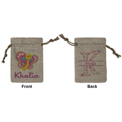 Butterflies Small Burlap Gift Bag - Front & Back (Personalized)