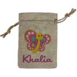 Butterflies Small Burlap Gift Bag - Front (Personalized)