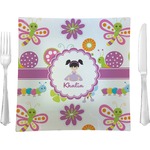 Butterflies 9.5" Glass Square Lunch / Dinner Plate- Single or Set of 4 (Personalized)