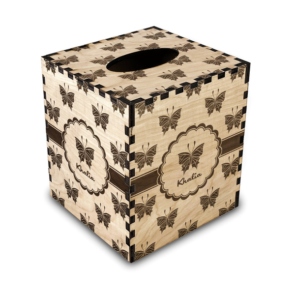 Custom Butterflies Wood Tissue Box Cover - Square (Personalized)