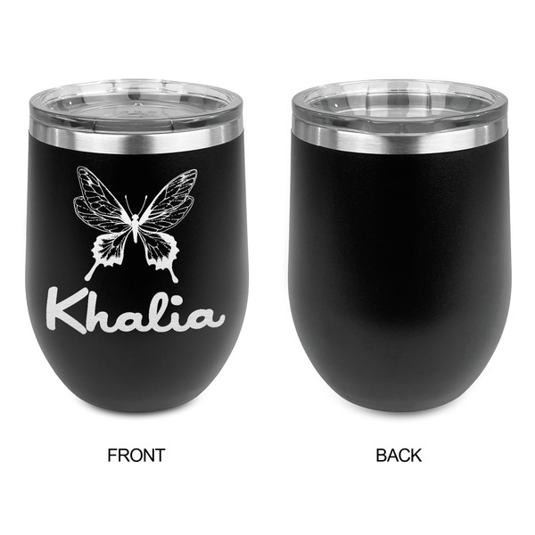 Butterflies Stainless Wine Tumblers - Black - Single Sided - Approval