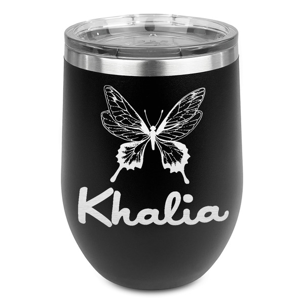 Custom Butterflies Stemless Wine Tumbler - 5 Color Choices - Stainless Steel  (Personalized)