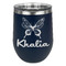 Butterflies Stainless Wine Tumblers - Navy - Double Sided - Front