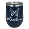 Butterflies Stainless Wine Tumblers - Navy - Single Sided - Front