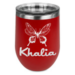 Butterflies Stemless Stainless Steel Wine Tumbler - Red - Single Sided (Personalized)
