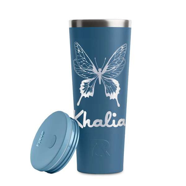 Butterflies Steel Blue RTIC Everyday Tumbler - 28 oz. - Lid Off
