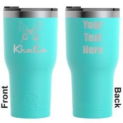 Butterflies RTIC Tumbler - Teal - Engraved Front & Back (Personalized)