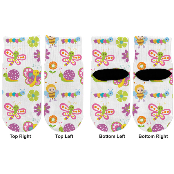 Butterflies Toddler Ankle Socks - Double Pair - Front and Back - Apvl