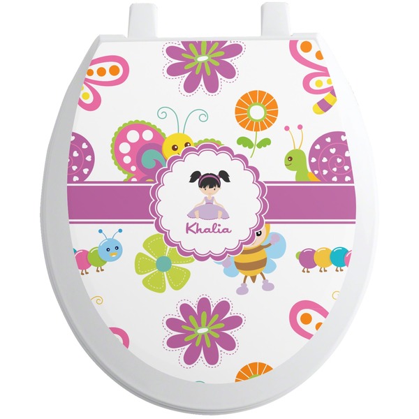 Custom Butterflies Toilet Seat Decal - Round (Personalized)